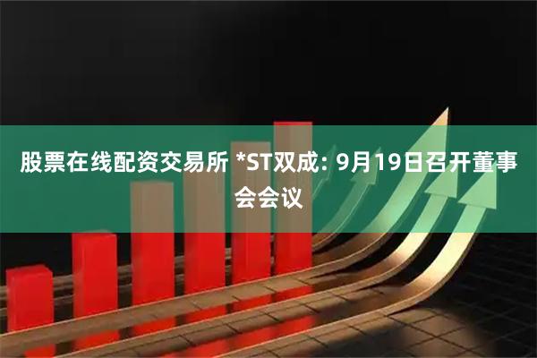 股票在线配资交易所 *ST双成: 9月19日召开董事会会议