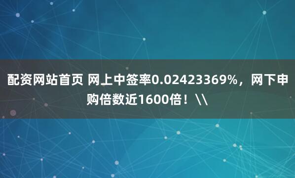 配资网站首页 网上中签率0.02423369%,网下申购倍数近1600倍!\
